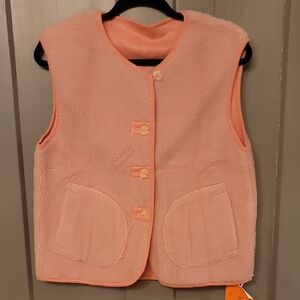 Pink Fuzzy Button Up Vest